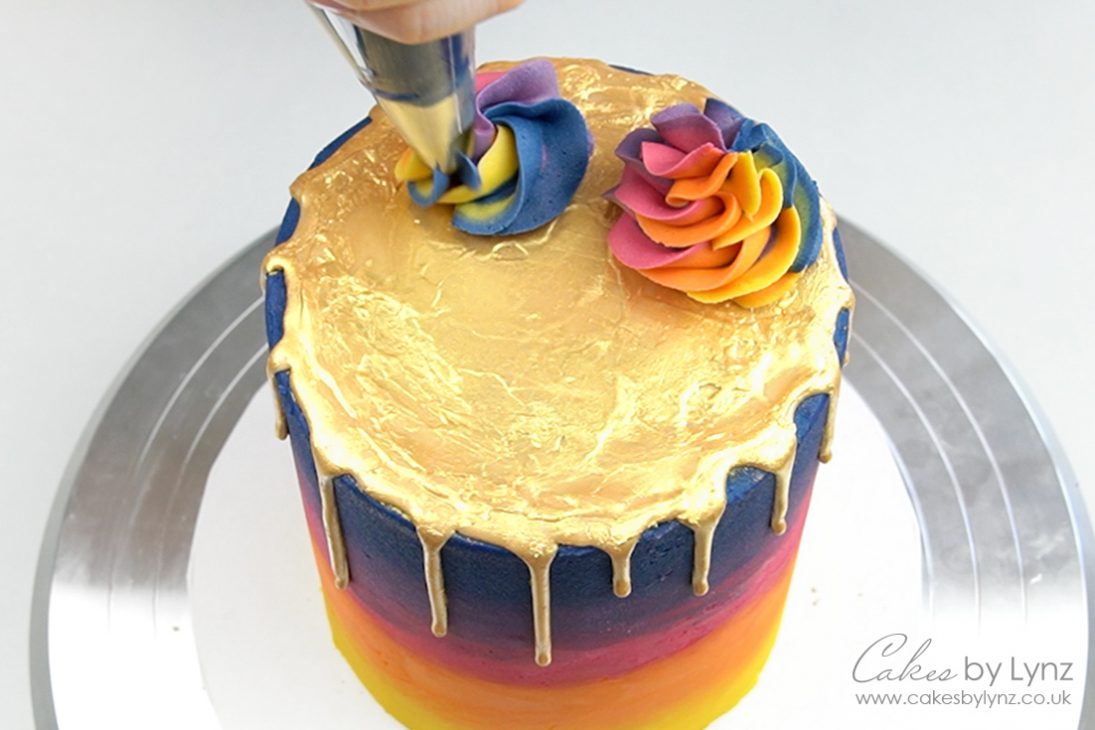 rainbow buttercream swirls
