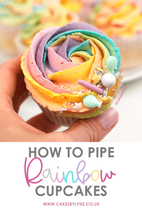 How to pipe rainbow cupcakes tutorial