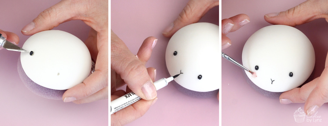 How to add a fondant face onto a rabbit cupcake topper